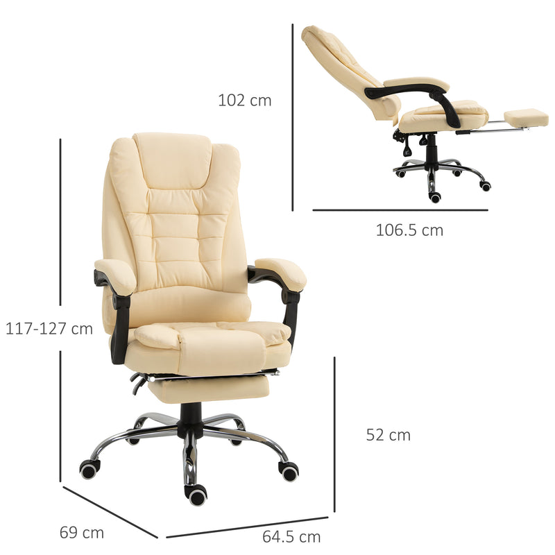 Sedia da Ufficio Presidenziale in Similpelle  Beige-3