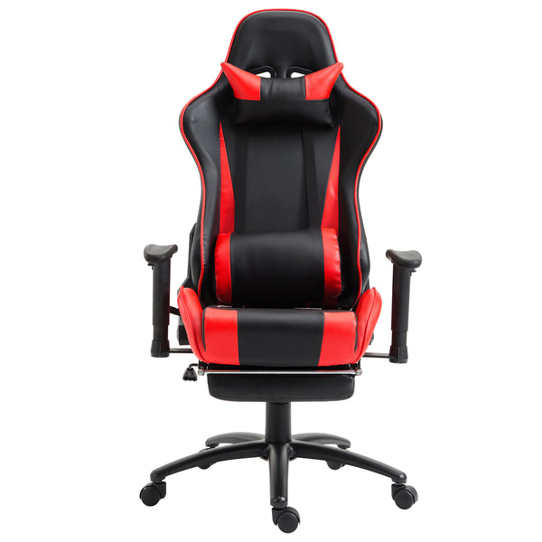 Ergonomischer, verstellbarer Gaming-Stuhl aus Kunstleder mit schwarzer und roter Beinstütze acquista