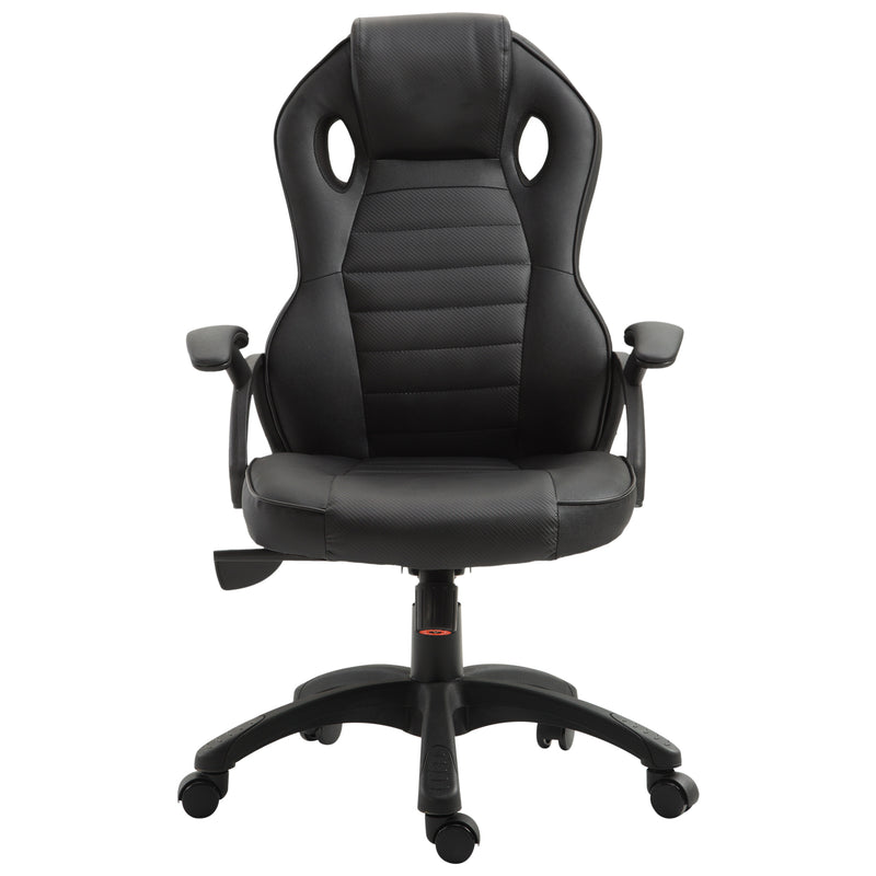 Sedia da Gaming Ergonomica in Similpelle Regolabile Nera -1