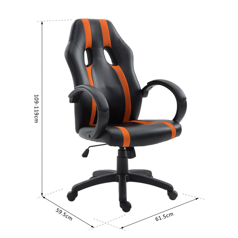 Sedia da Gaming Ergonomica Imbottita con Altezza Regolabile Nero Arancione -3