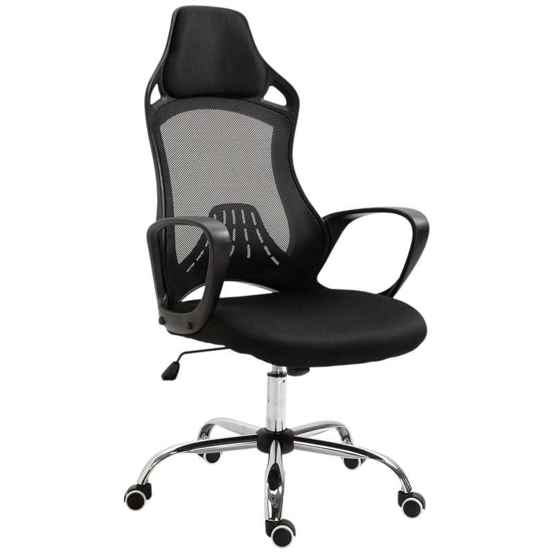 Sedia da Ufficio Presidenziale Ergonomica a Rete  Nera-1