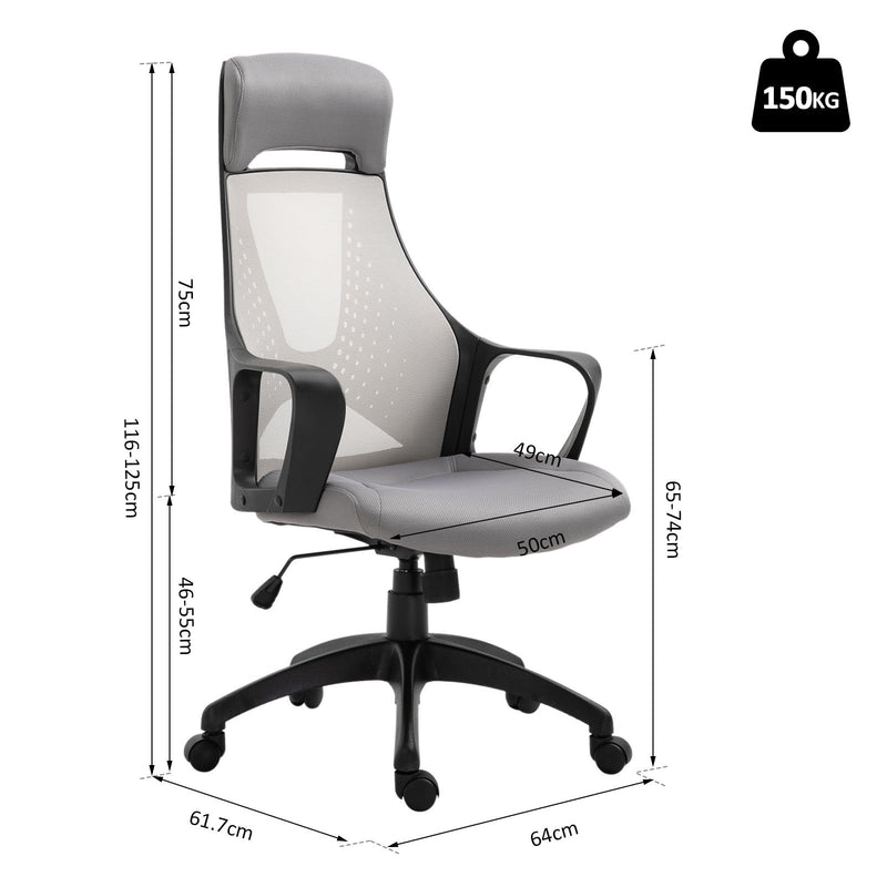 Sedia da Ufficio Presidenziale Ergonomica a Rete con Supporto Lombare  Grigia-3