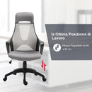 Sedia da Ufficio Presidenziale Ergonomica a Rete con Supporto Lombare  Grigia-4