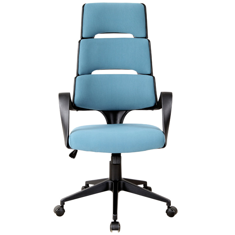 Sedia da Ufficio Presidenziale Ergonomica in Tessuto  Blu e Nero-1