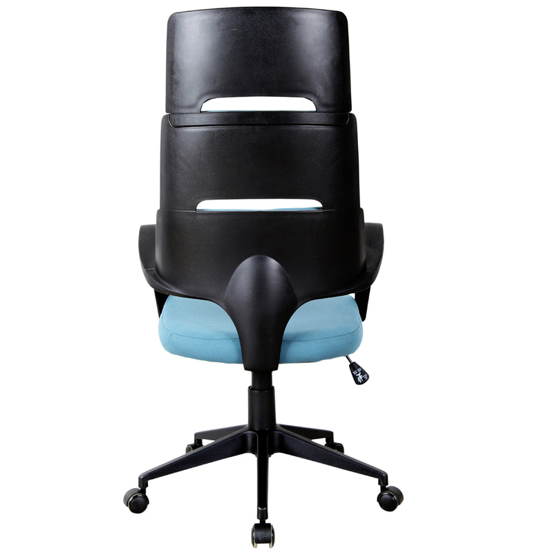 Sedia da Ufficio Presidenziale Ergonomica in Tessuto  Blu e Nero-6