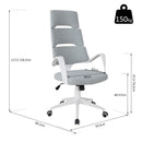 Sedia da Ufficio Presidenziale Ergonomica in Tessuto  Bianco e Grigio-3