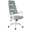 Sedia da Ufficio Presidenziale Ergonomica in Tessuto  Bianco e Grigio-6