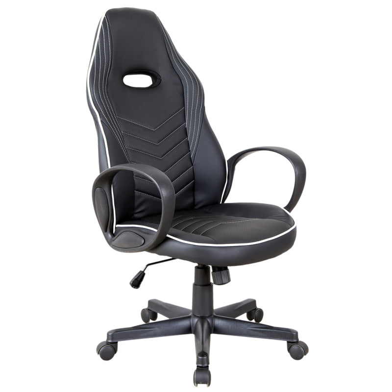 Sedia da Gaming Ergonomica in Similpelle Altezza Regolabile  Nera e Bianca-1