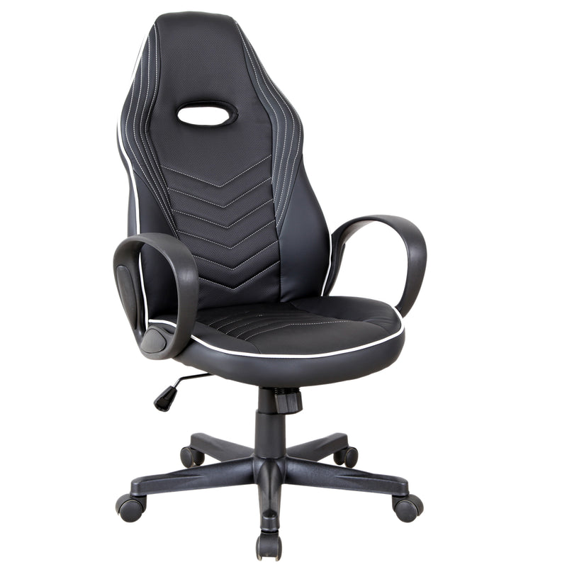 Sedia da Gaming Ergonomica in Similpelle Altezza Regolabile  Nera e Bianca-5