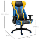 Sedia da Gaming Ergonomica 74x63x118,5- cm  Nera Blu e Giallo-3