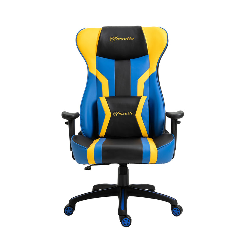 Sedia da Gaming Ergonomica 74x63x118,5- cm  Nera Blu e Giallo-4