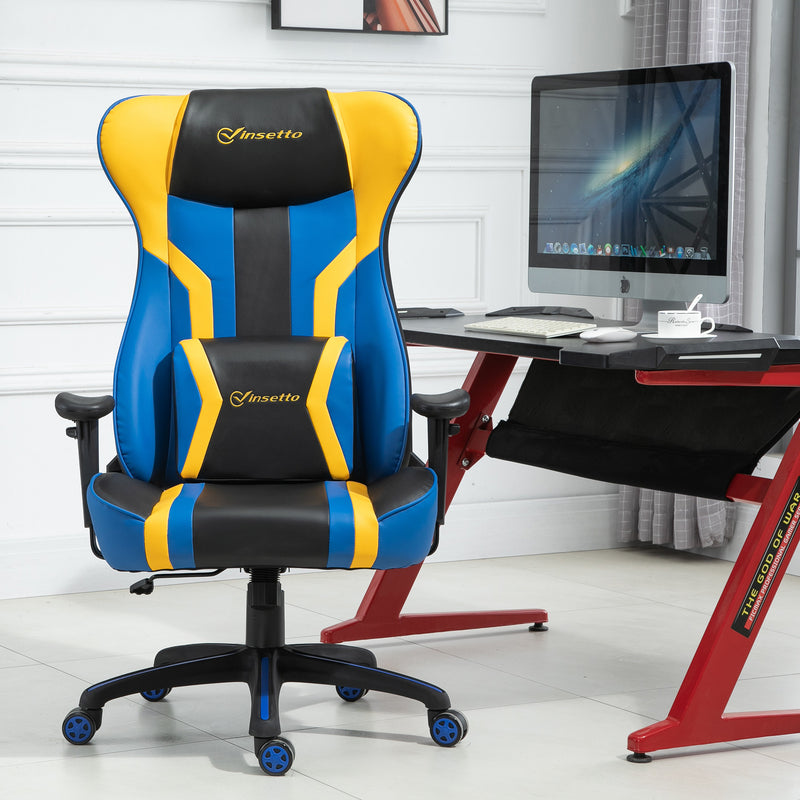 Sedia da Gaming Ergonomica 74x63x118,5- cm  Nera Blu e Giallo-5