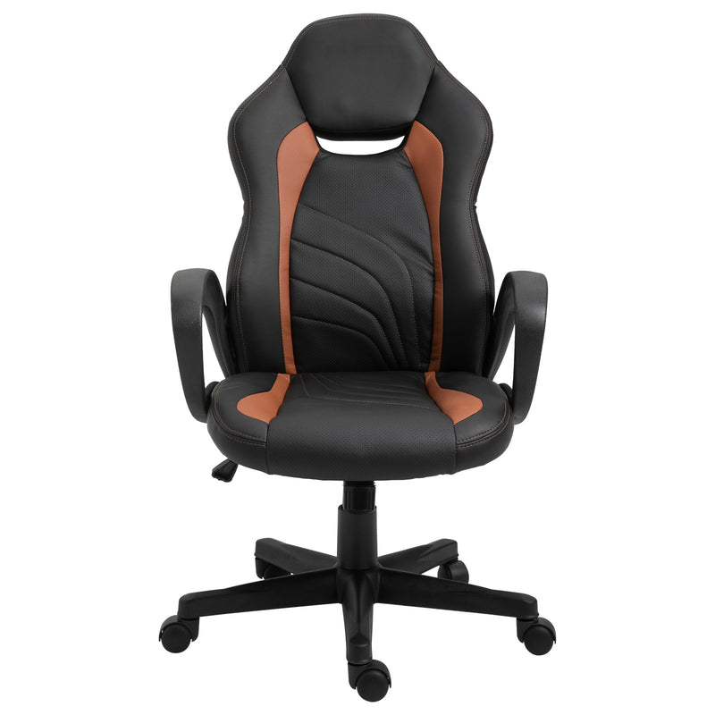 Sedia da Gaming Ergonomica in Similpelle  Marrone e Nera-3