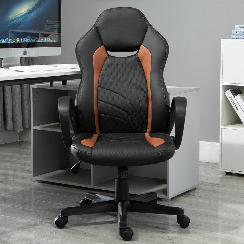 Sedia da Gaming Ergonomica in Similpelle  Marrone e Nera-5