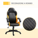 Sedia da Gaming Girevole Reclinabile in Similpelle Nero e Arancione-8