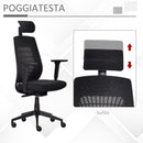 Sedia Poltrona Direzionale da Ufficio 67x64x118-126 cm in Tessuto a Rete Nero-7