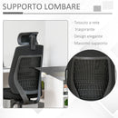 Sedia Poltrona Direzionale da Ufficio 67x64x118-126 cm in Tessuto a Rete Nero-8