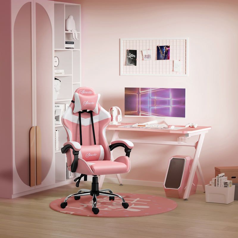 Sedia da Gaming Ergonomica 63x67x119-127 cm in Similpelle Rosa-2