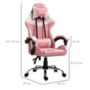 Sedia da Gaming Ergonomica 63x67x119-127 cm in Similpelle Rosa-3