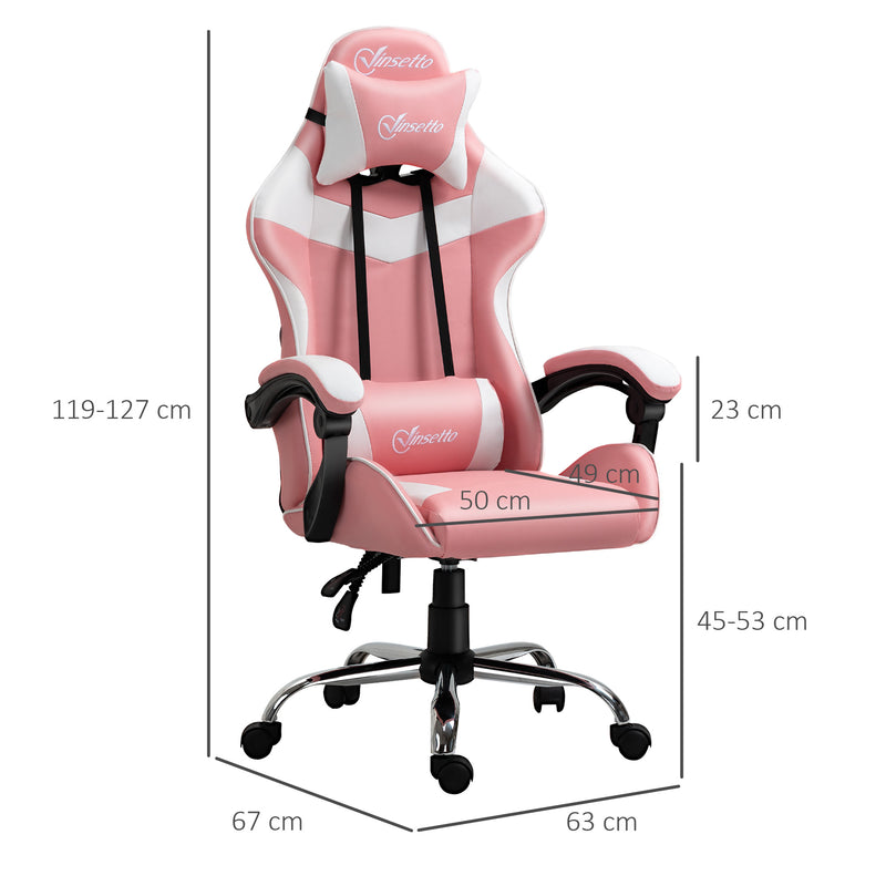 Sedia da Gaming Ergonomica 63x67x119-127 cm in Similpelle Rosa-3