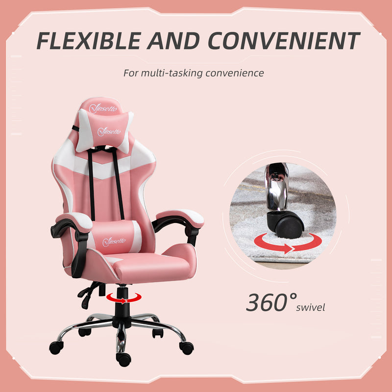 Sedia da Gaming Ergonomica 63x67x119-127 cm in Similpelle Rosa-6