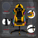 Sedia da Gaming Ergonomica 71,5x65x121-129 cm in Similpelle Multicolore-8