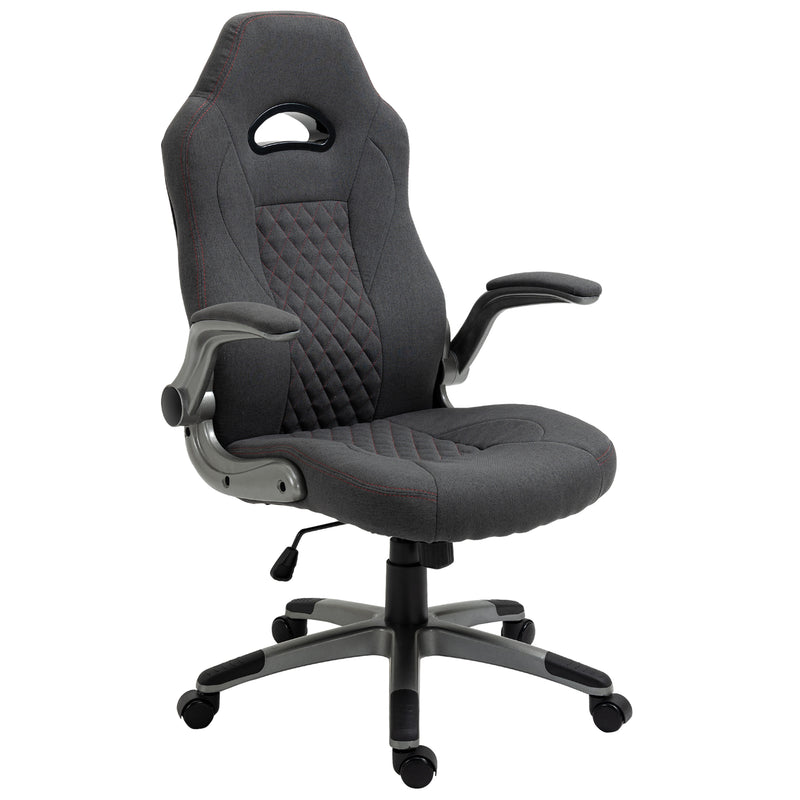 Sedia da Gaming Ergonomica 70,5x70x113-121 in Tessuto Grigio-1