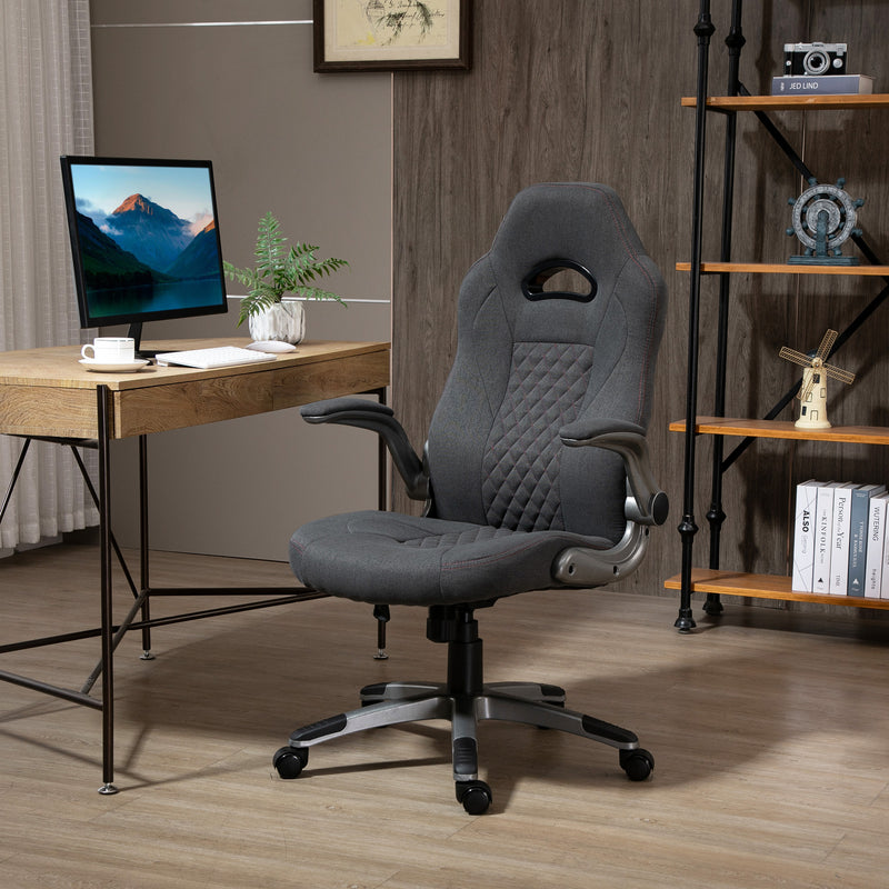 Sedia da Gaming Ergonomica 70,5x70x113-121 in Tessuto Grigio-2