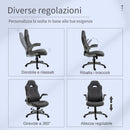 Sedia da Gaming Ergonomica 70,5x70x113-121 in Tessuto Grigio-4