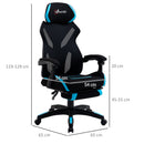 Sedia da Gaming Ergonomica 65x65x119-129 cm in Tessuto Nero-3