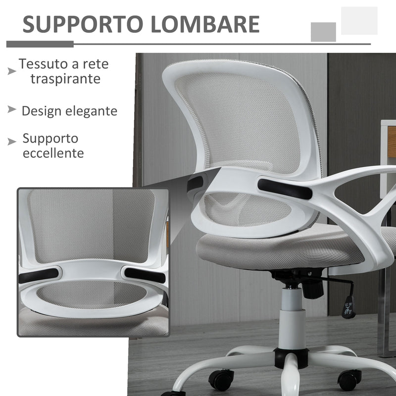 Sedia Poltrona Operativa da Ufficio 61x61x89-99 cm in Tessuto Grigio-6