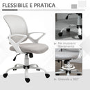 Sedia Poltrona Operativa da Ufficio 61x61x89-99 cm in Tessuto Grigio-7