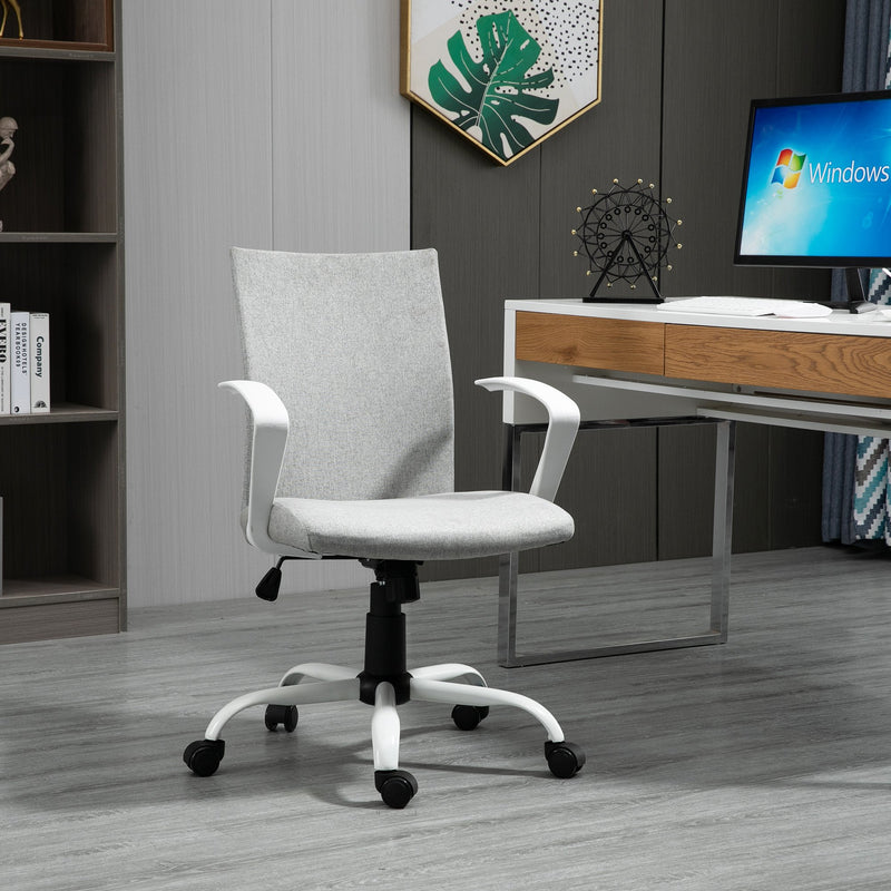 Sedia Ergonomica e Girevole da Ufficio in Tessuto Grigio 61x61x89-99 cm-2