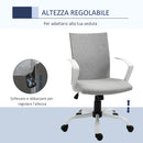 Sedia Ergonomica e Girevole da Ufficio in Tessuto Grigio 61x61x89-99 cm-4