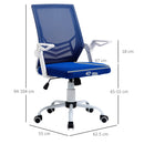 Sedia Operativa da Ufficio 62,5x55x94-104 cm in Tessuto Blu-3