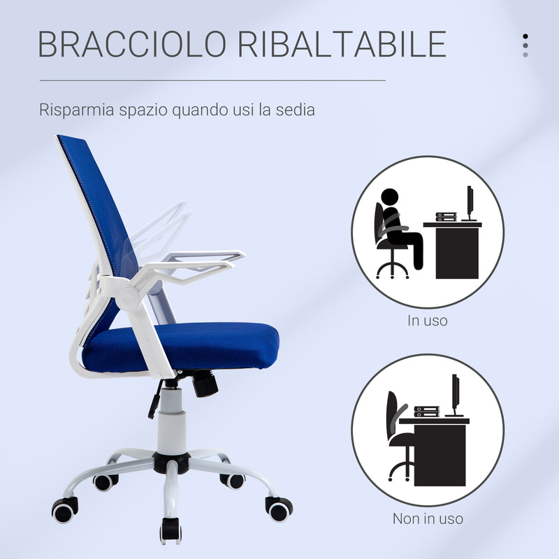 Sedia Operativa da Ufficio 62,5x55x94-104 cm in Tessuto Blu-6