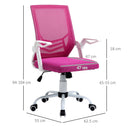 Sedia Operativa da Ufficio 62,5x55x94-104 cm in Tessuto Rosa-3