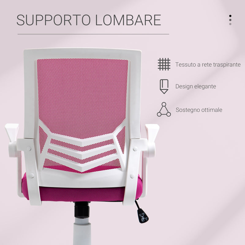 Sedia Operativa da Ufficio 62,5x55x94-104 cm in Tessuto Rosa-7