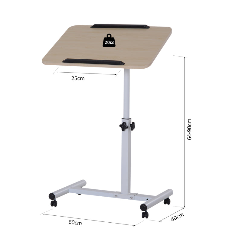 Tavolino da Lavoro Inclinabile in Legno e Metallo 60x40x64-90 cm -7