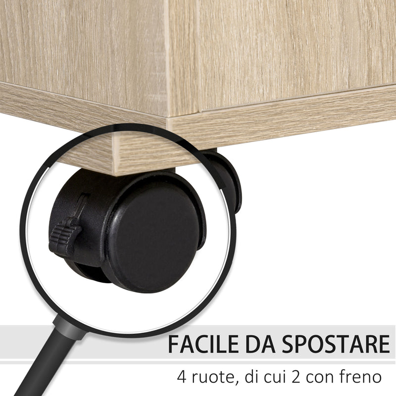 Mobile Multiuso con 4 Ruote 80x40x72 cm in Legno Rovere-7