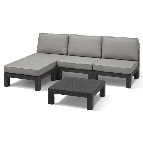 Resin Garden Lounge Set 3 Sitze + Halbinsel und Couchtisch prezzo