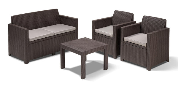 Garten-Lounge-Set aus Harz, Bauer Alabama Brown Sofa, 2 Sessel und Couchtisch sconto