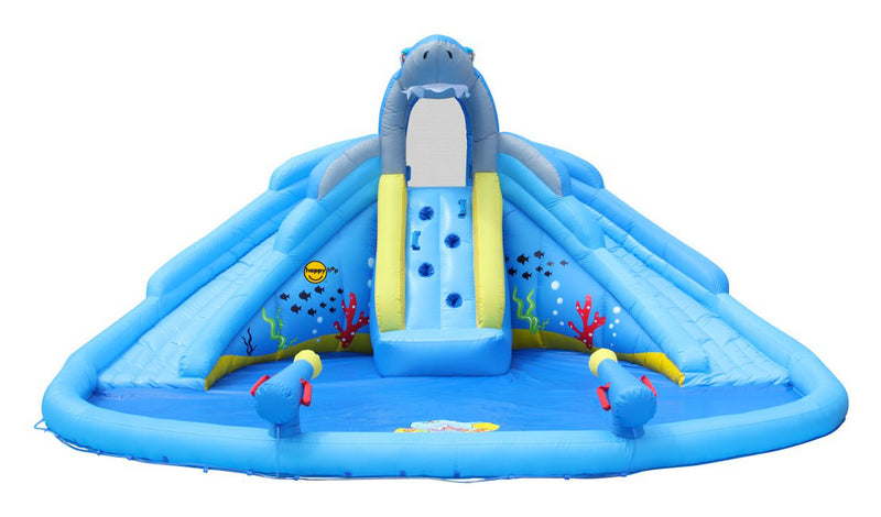 Castello Giostra Gonfiabile Acquatico Shark Splash Center con Pompa Happy Hop-3