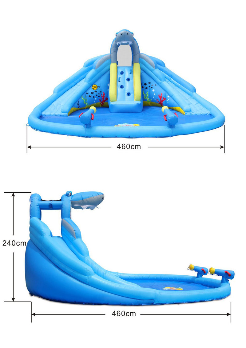 Castello Giostra Gonfiabile Acquatico Shark Splash Center con Pompa Happy Hop-5