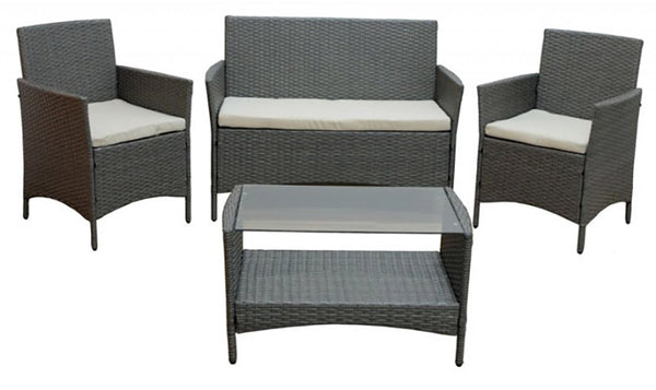 Garten-Lounge-Set aus Polyrattan-Sofa, 2 Sesseln und Bauer Menorca Grey Couchtisch sconto