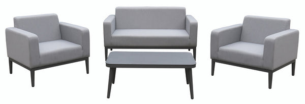 prezzo Garden Lounge Set in Bauer Vienna Grey Fabric Sofa 2 Sessel und Couchtisch