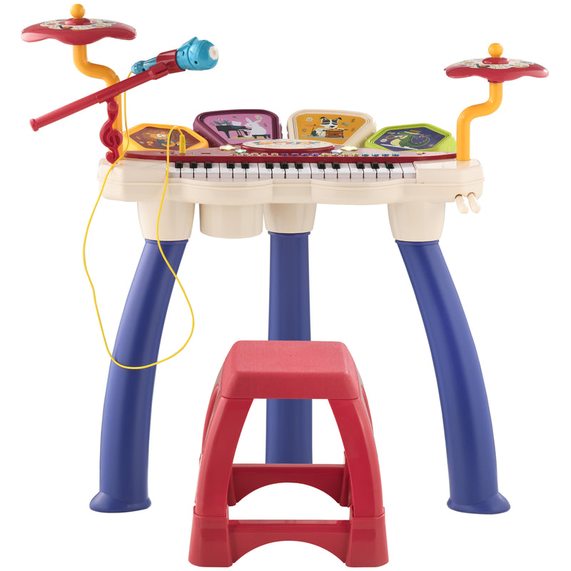 Pianola 32 Tasti  con Sgabello e Microfono Karaoke Mp3 e Registratore  Multicolore-1