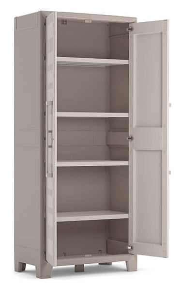 Armadio da Esterno 4 Ripiani 65x45x182H cm in Plastica Keter Excellence Alto Beige/Tortora-2