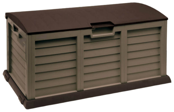 sconto Rechteckige Outdoor-Truhe 140 x 61 x 69 cm aus braunem Bauer-Harz