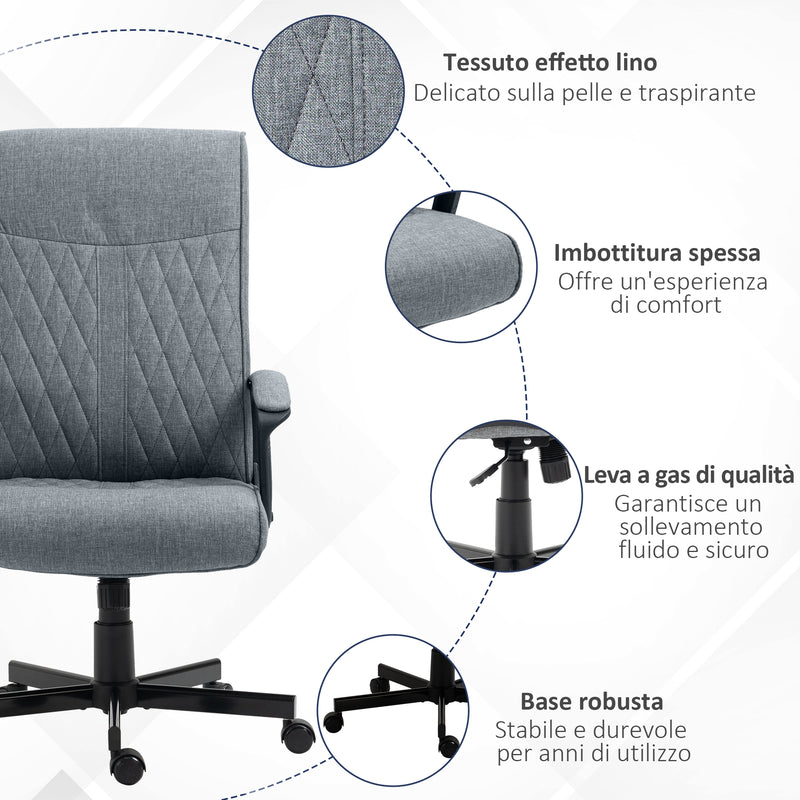 Sedia da Ufficio Girevole con Funzione Dondolo 65x65x102-112,5 cm Altezza Regolabile Grigio-7